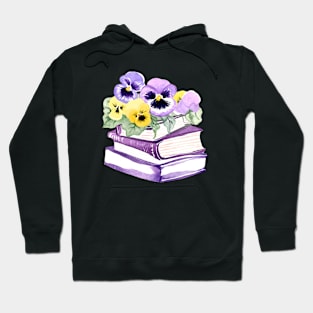 Watercolor Books and Pansies Hoodie